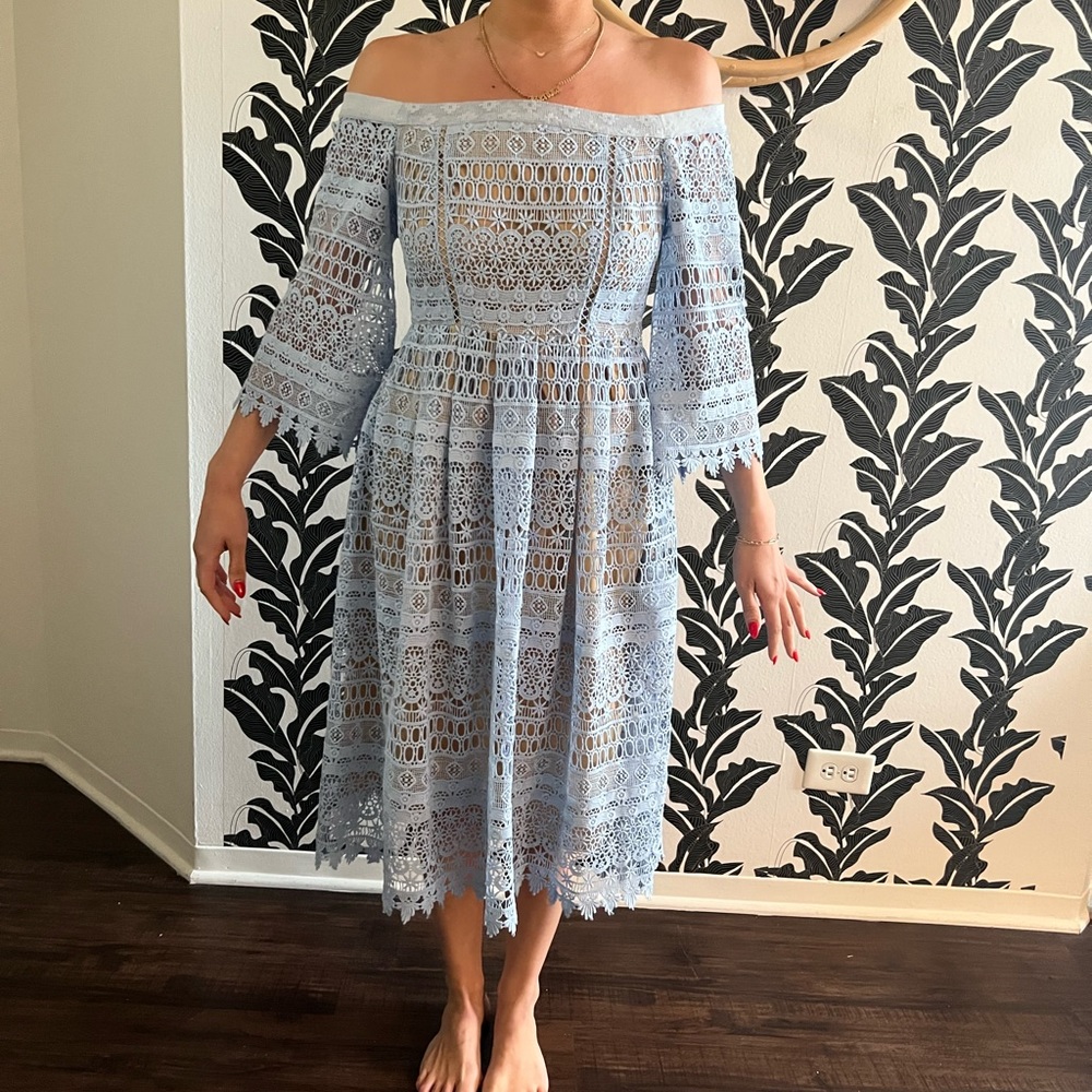 Champagne and strawberry off the shoulder dress